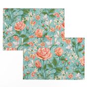 Peach Roses Chintz