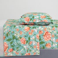 Peach Roses Chintz