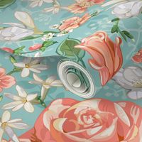 Peach Roses Chintz