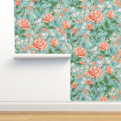 Peach Roses Chintz