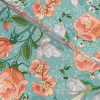 Peach Roses Chintz