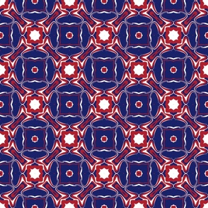 Patriotic America Geometric Circles in Triangles in Blue Red White