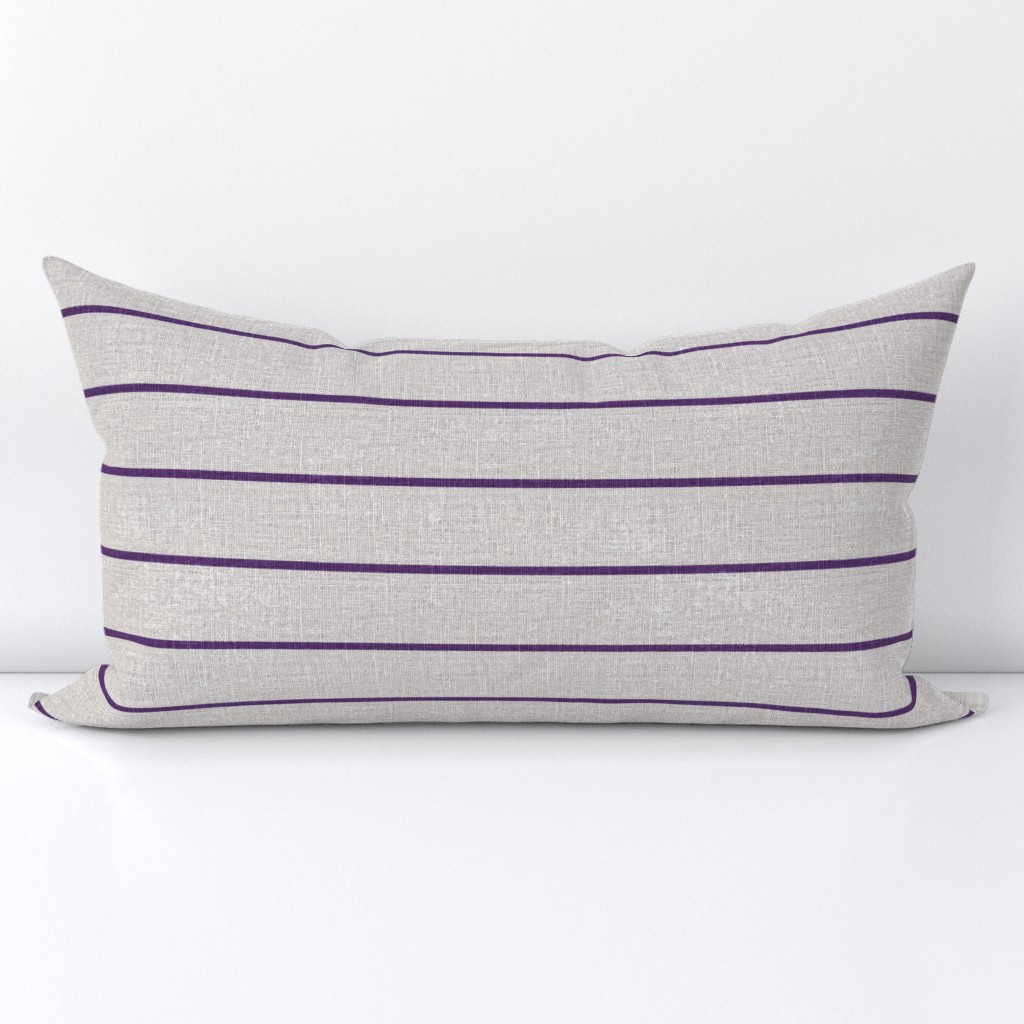 2 inch // thin violet purple stripes on natural linen look texture violet purple