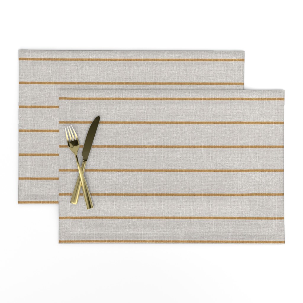 2 inch // golden tan thin stripes on natural taupe linen look texture