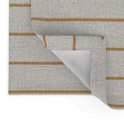 2 inch // golden tan thin stripes on natural taupe linen look texture