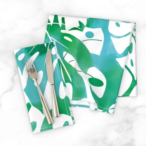 medium-Monstera watercolor-aqua-green