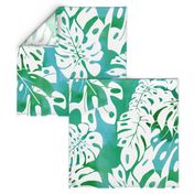 medium-Monstera watercolor-aqua-green