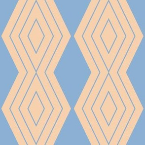 JP29 - Medium - Harlequin Pinstripe Diamond Chains in Stone Blue on Peach Pastel