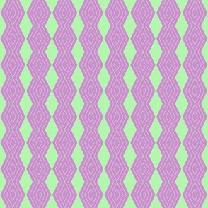 JP25 - Tiny - Harlequin Pinstripe Diamond Chains in Pastel Green on Raspberry Pink