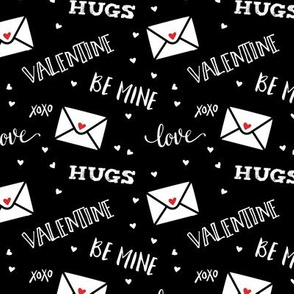 valentine - hearts - letters love - black - LAD19