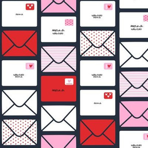 valentines - love letters - red and pink Hearts - LAD19