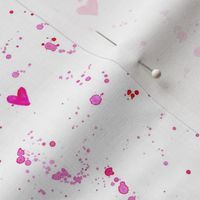 Watercolor pink hearts and splatters