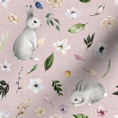 Spring Bunnies // Dusty Pink - Easter Bunny