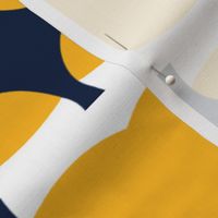 Navy Blue Spinning Tops on Gold White