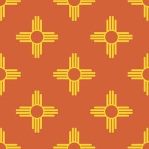 New Mexican Zia Sun Symbols in Orange