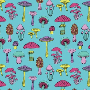 Workout Mushrooms - 1980s pastel brights - medium scale