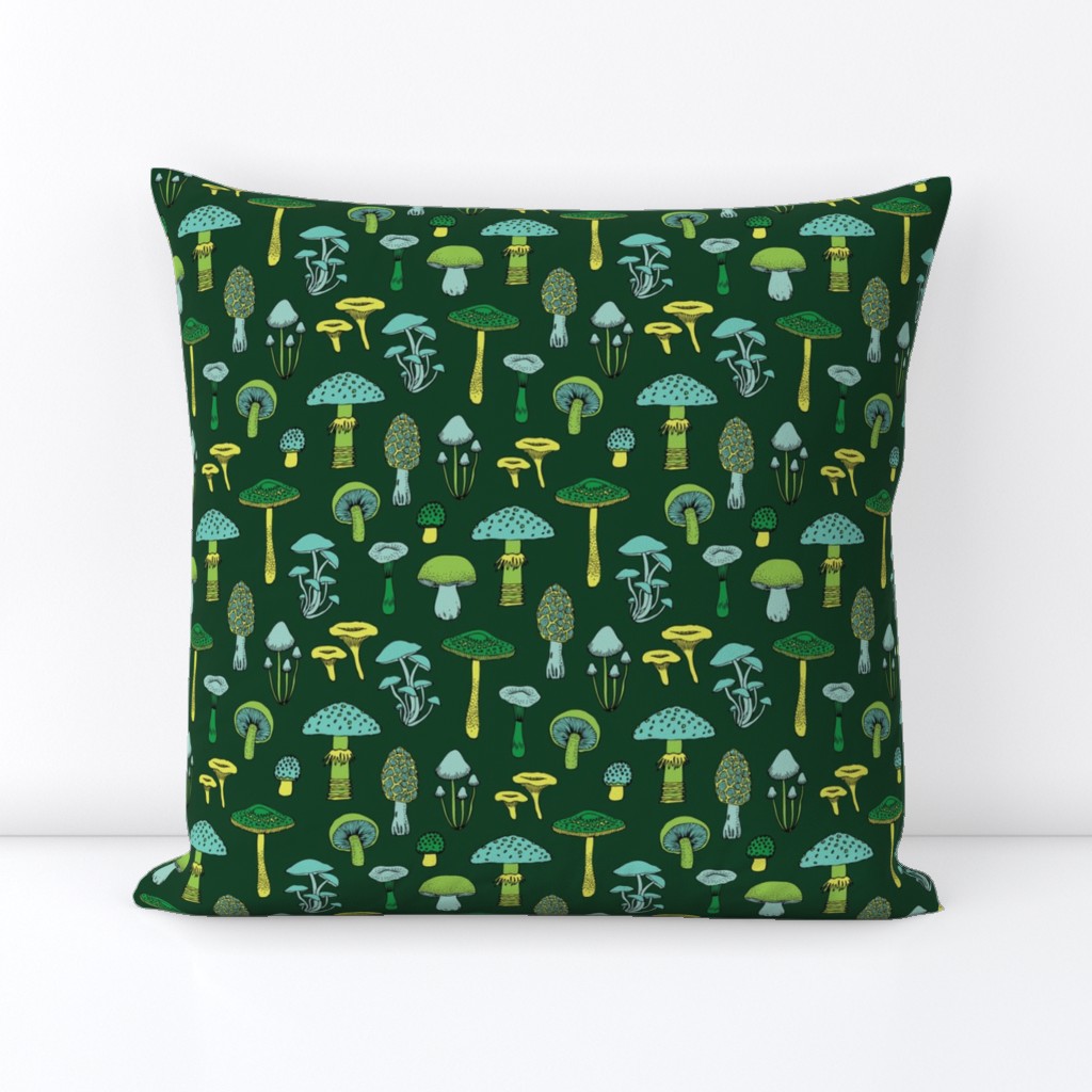 Midnight Mushrooms - green - medium version