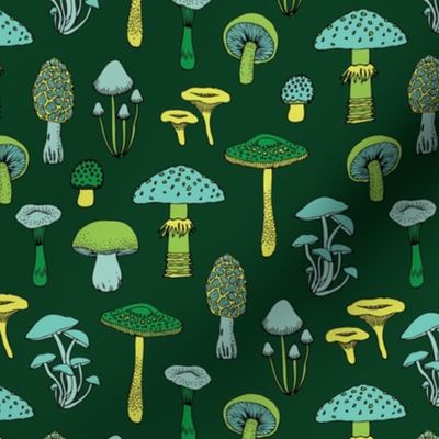 Midnight Mushrooms - green - medium version