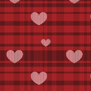 red checked knit hearts