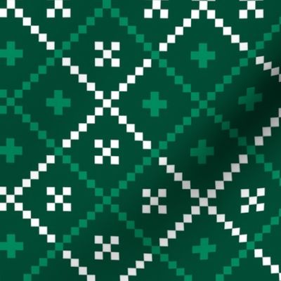 Dark green nordic folk christmas pattern