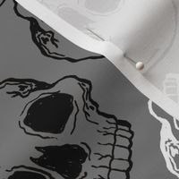 Black and White Skulls on Grey large scale