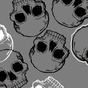 Black and White Skulls on Grey large scale
