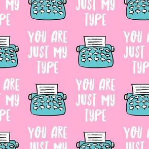 you are just my type - typewriter valentines - pink and blue - LAD19
