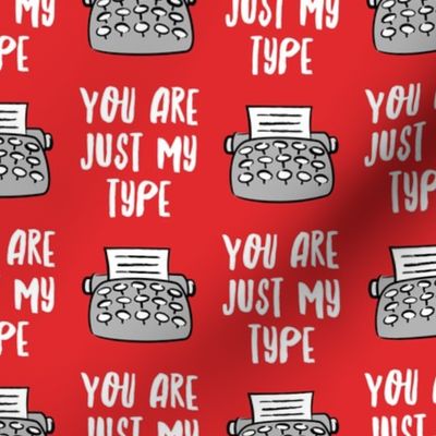 you are just my type - typewriter valentines - red - LAD19