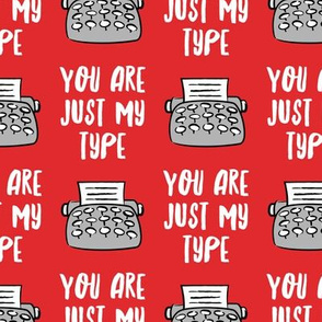 you are just my type - typewriter valentines - red - LAD19