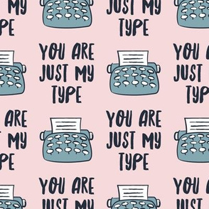 you are just my type - typewriter valentines - blue and pink - LAD19