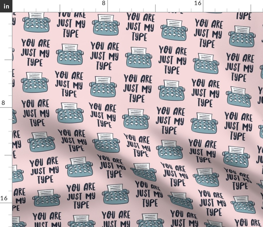 you are just my type - typewriter valentines - blue and pink - LAD19