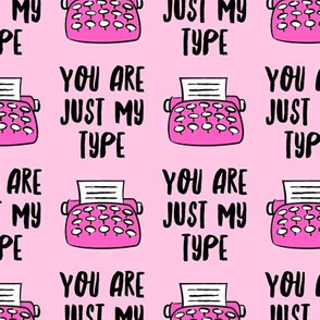 you are just my type - typewriter valentines - pink on pink - LAD19