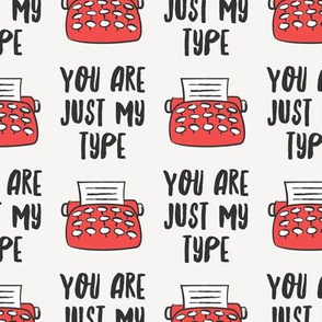 you are just my type - typewriter valentines - red & cream - LAD19