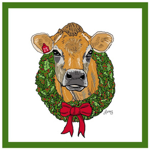 Jersey cow Christmas pillow 18 inch