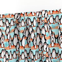 Baby Penguin "We are a Large Family" / Orange Sorbet Penguin Stripe     