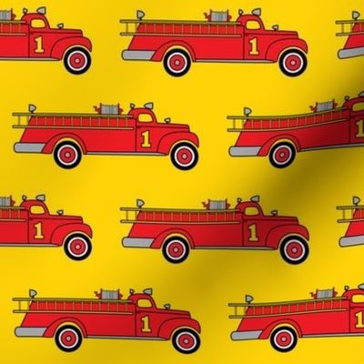 fire trucks on yellow