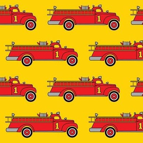 fire trucks on yellow