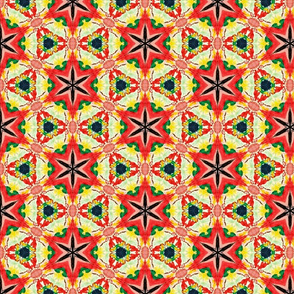 Red geometric kaleidoscope watercolors stars