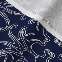 OCTOPUS - WHITE OUTLINE ON DARK BLUE