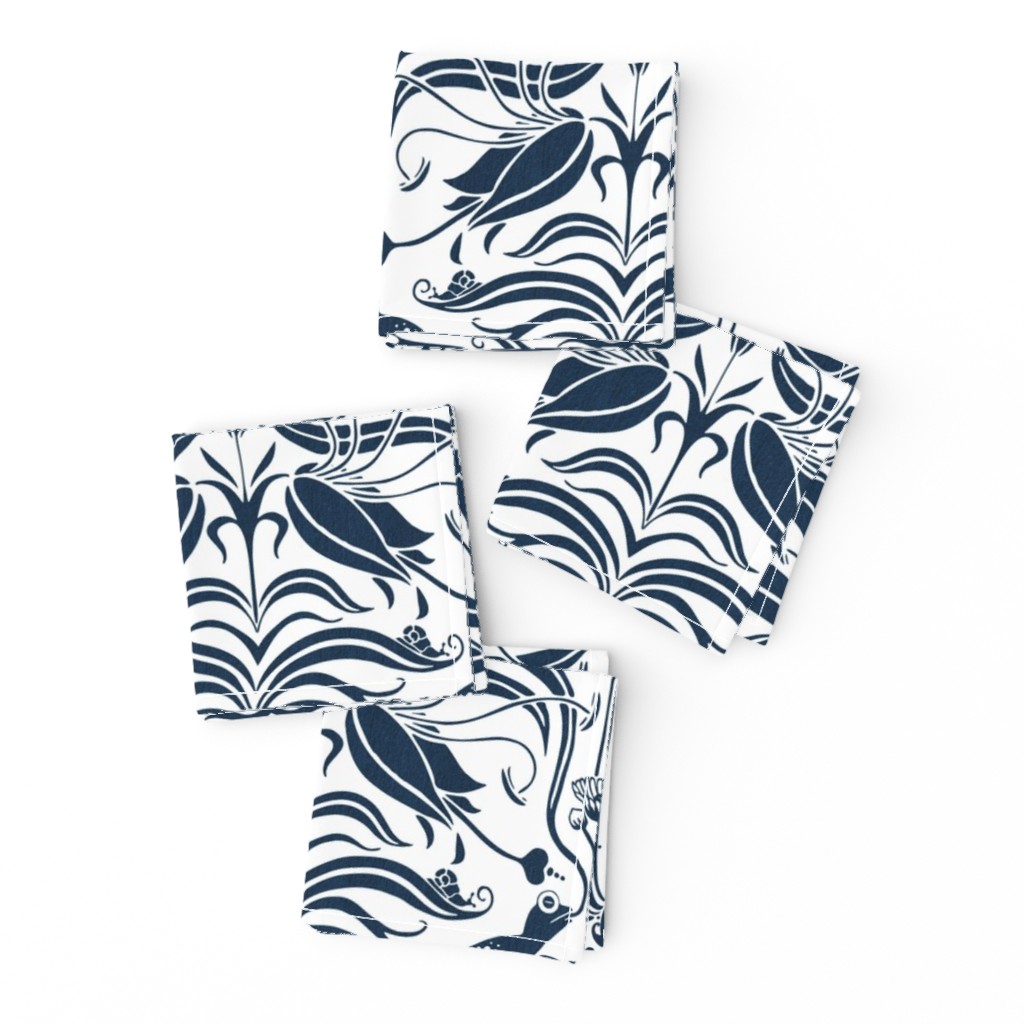 ART GRENOUILLE NOUVEAU - DARK BLUE ON WHITE