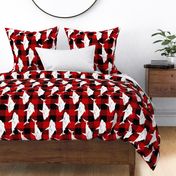 Sharks in white on red buffalo plaid rotated - rotated large scale