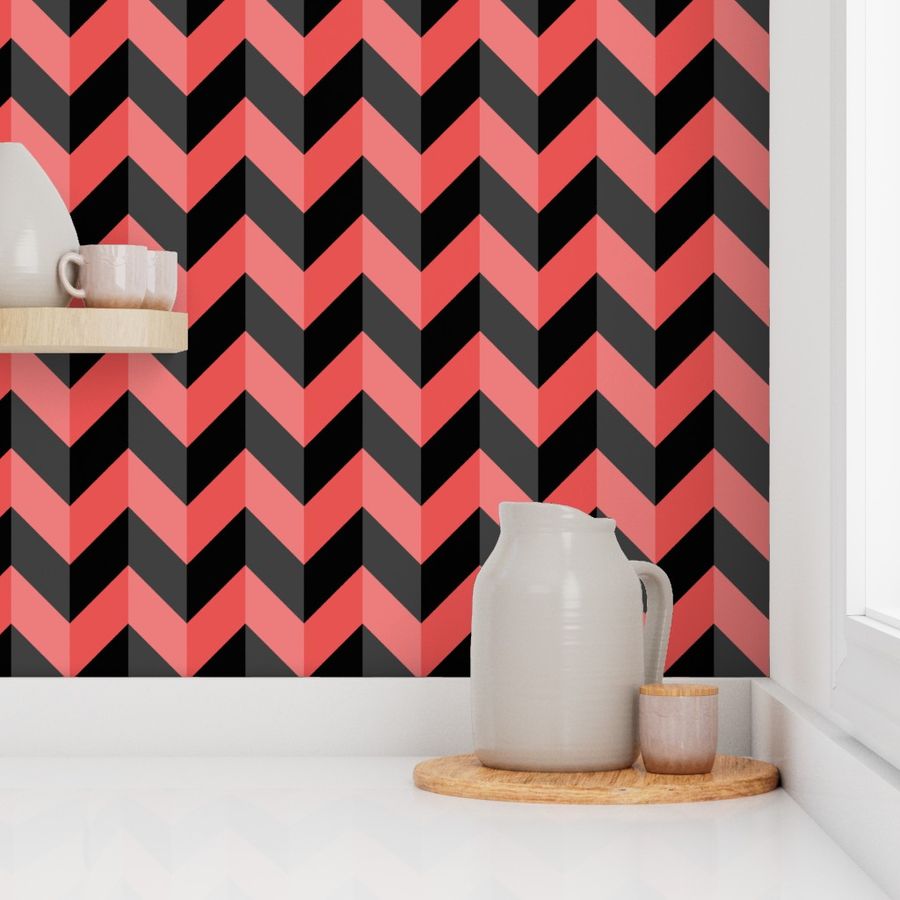 Geometric Pattern: Chevron: Dark/Red