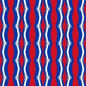 Wavy Vertical Stripes in Red Whie and Blue Patriotic America