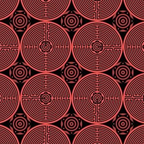 Geometric Pattern: Labyrinth: Dark Red