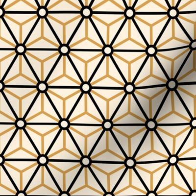 Geometric Pattern: Star Circle: Black/Gold/Cream