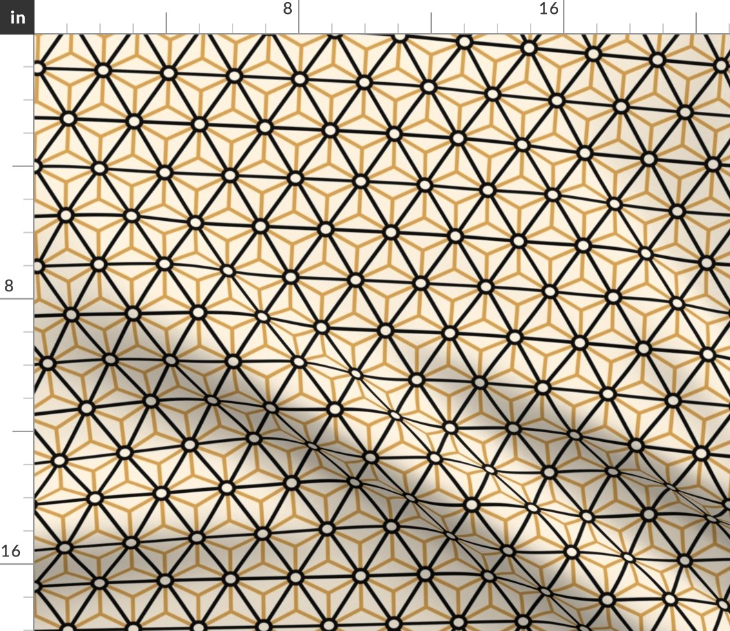 Geometric Pattern: Star Circle: Black/Gold/Cream