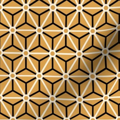 Geometric Pattern: Star Circle: Cream/Black/Gold