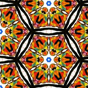 Psychedelic watercolors kaleidoscope hexagons