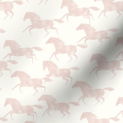 (small scale) wild horses - silk pink on off white  - LAD19BS