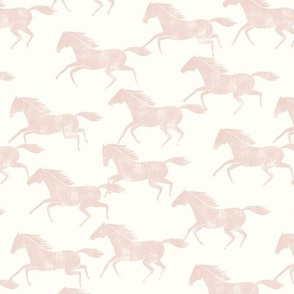 (small scale) wild horses - silk pink on off white  - LAD19BS